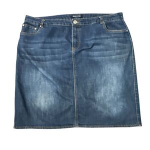Baccini Dark Wash Distressed Denim Skirt Women’s Plus Sz 18W Stretch
